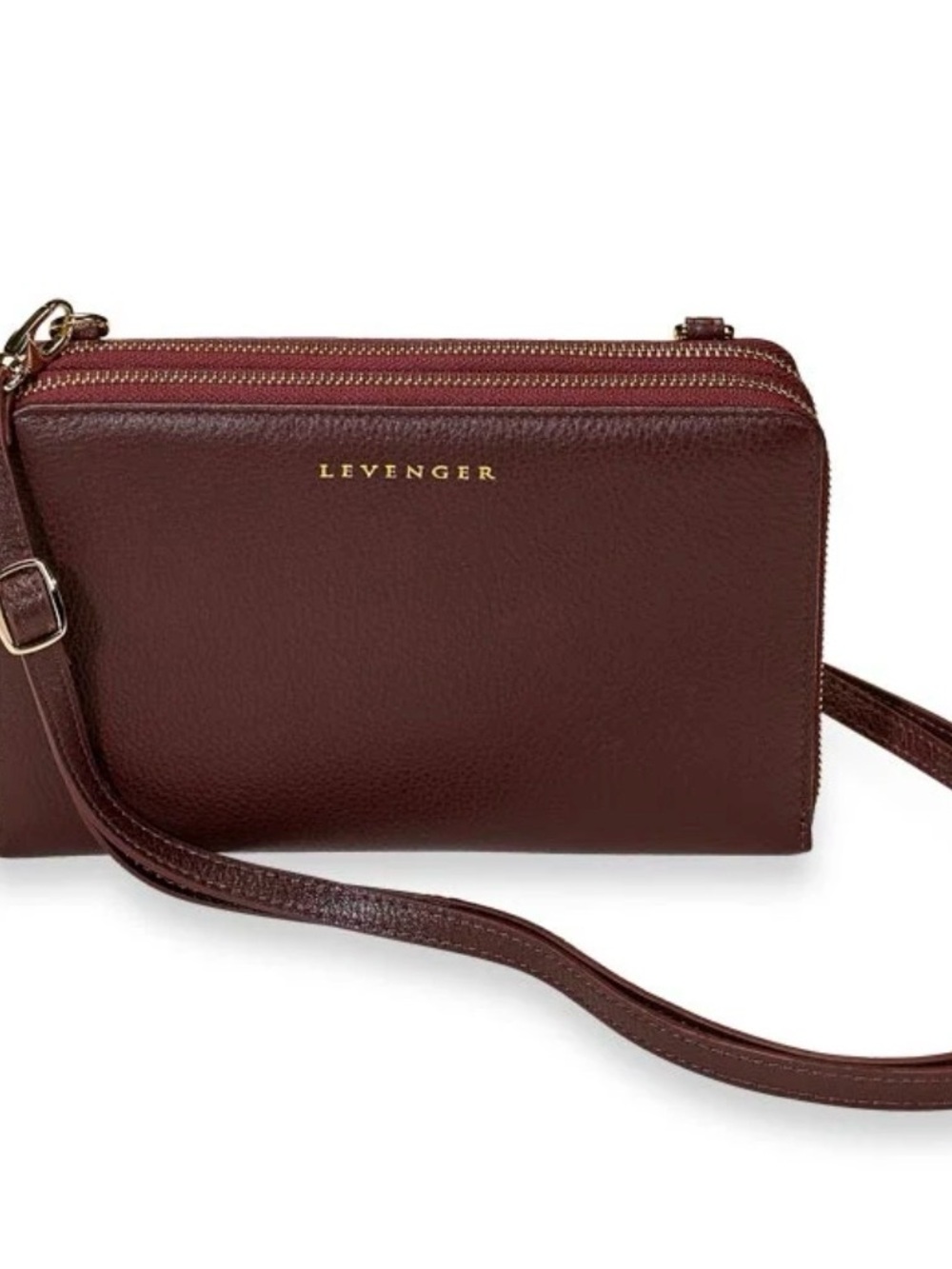 Levenger Burgundy Leather 2 Strap Convertible Crossbody Bag Purse